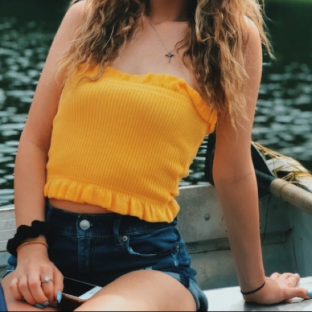 Yellow Ruffle Tube Top